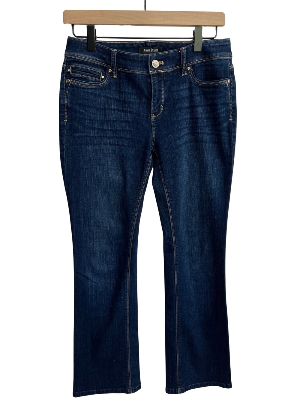 White House Black Market Bootcut Jeans Women 2P Dark Wash Mid Rise Stretch Denim